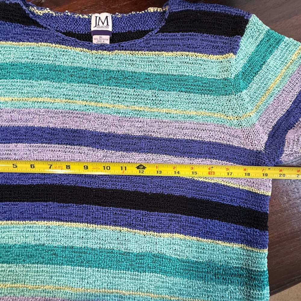 VTG Beachy Boho Fun Whimsical Striped Womens XL Top Multicolor - Picture 5 of 7